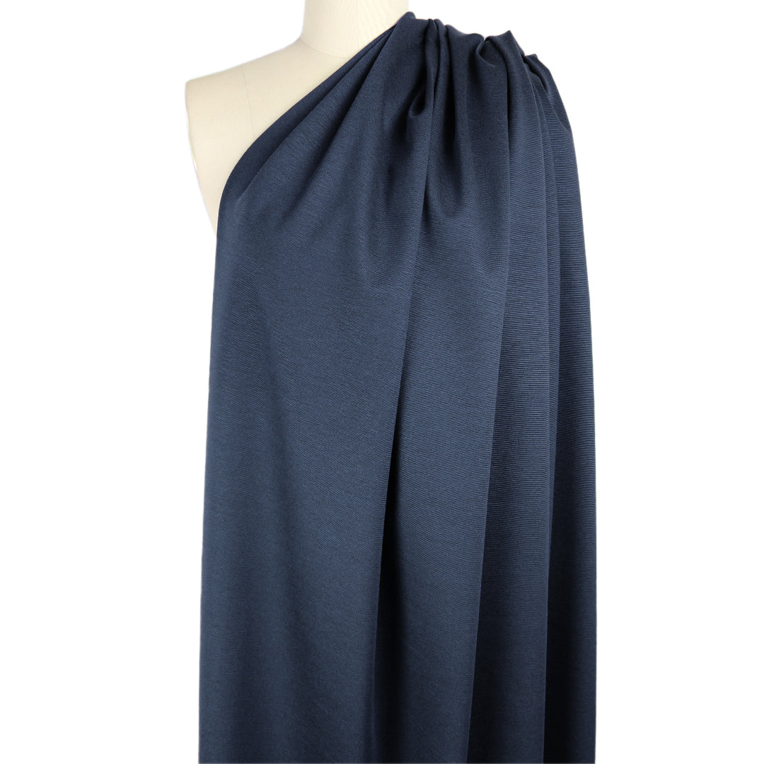 Meet Milk micro-stripe Tencel ponte knit - blueberry/black 1.125 yds