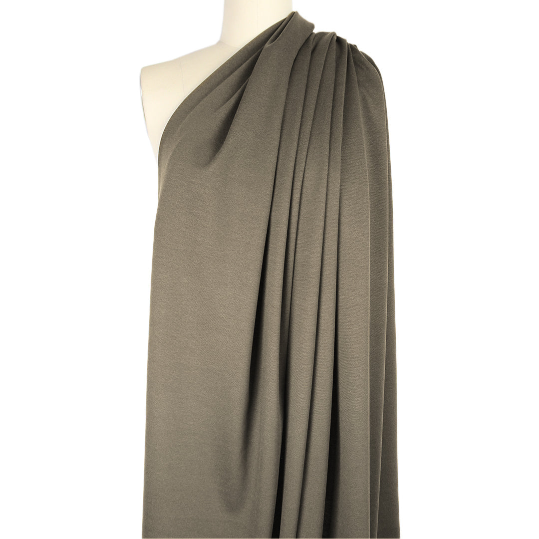 Meet Milk micro-stripe Tencel ponte knit - sand/black 1.625 yd