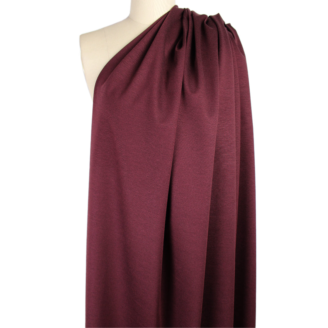 Meet Milk micro-stripe Tencel ponte knit - maroon/black 1.75 yd