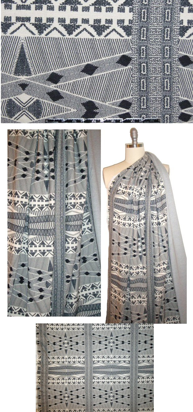 West Coast designer ponte weight knit - totem graphic 1.75 yd