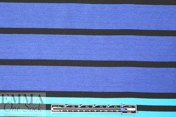 Italian stripe pattern 4-way stretch ponte - blue/turq