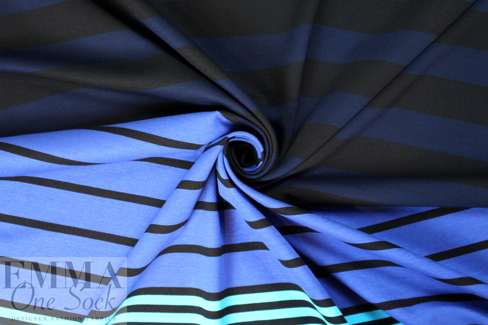 Italian stripe pattern 4-way stretch ponte - blue/turq