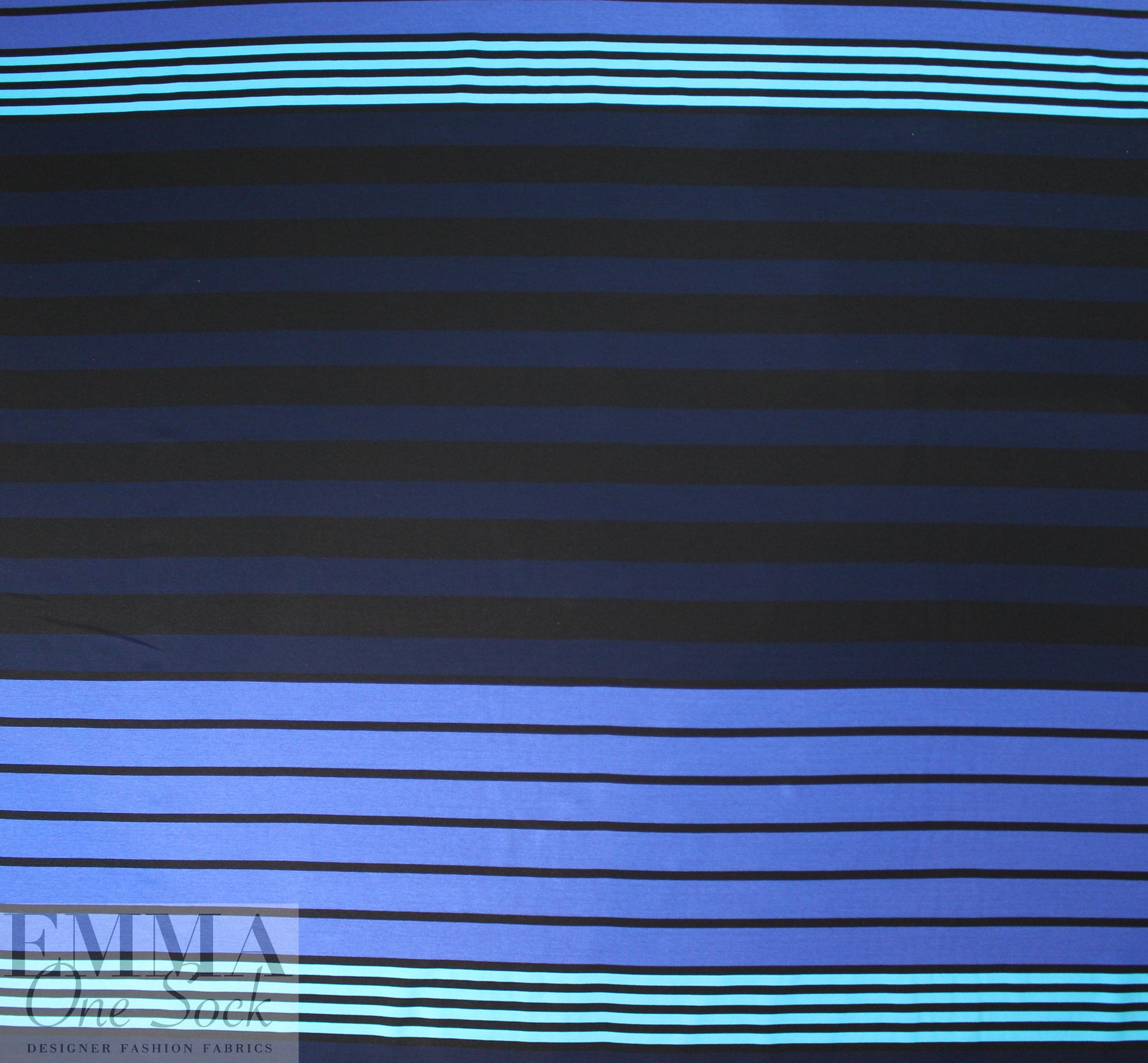 Italian stripe pattern 4-way stretch ponte - blue/turq