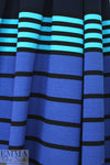 Italian stripe pattern 4-way stretch ponte - blue/turq