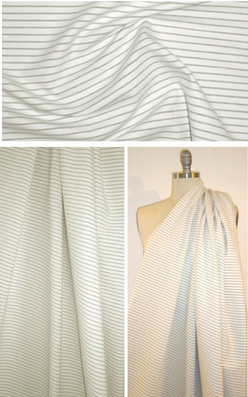 Italian cream/gray stripes rayon blend ponte 4-way 1.375 yd