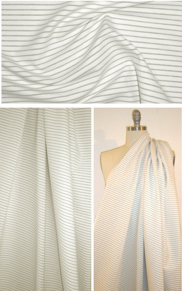 Italian cream/gray stripes rayon blend ponte 4-way 1.875 yd