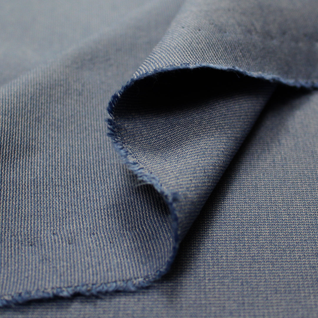 premium micro-stripe rayon blend ponte - navy/smoke 2 yd