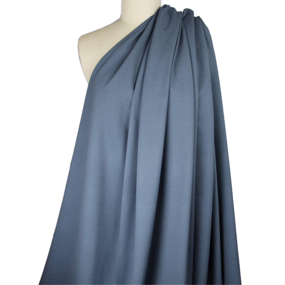premium micro-stripe rayon blend ponte - navy/smoke 2 yd