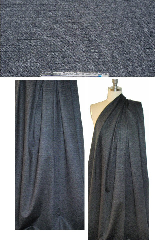 4-way stretch rayon ponte - black denim *FLAW* 1.375 yds