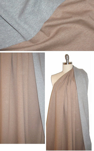 Italian reversible ponte doubleknit - tan/gray