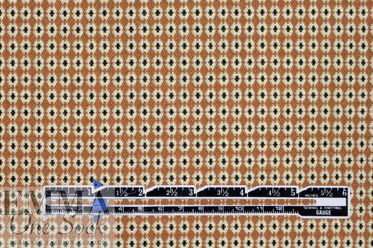 NY designer mod mini flowers ponte - pecan/parchment/black