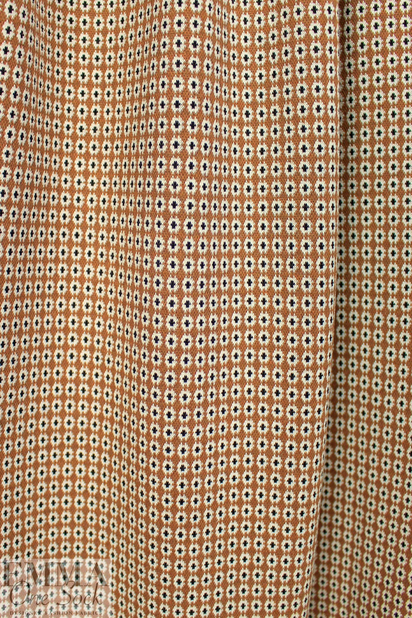 NY designer mod mini flowers ponte - pecan/parchment/black .75 yds