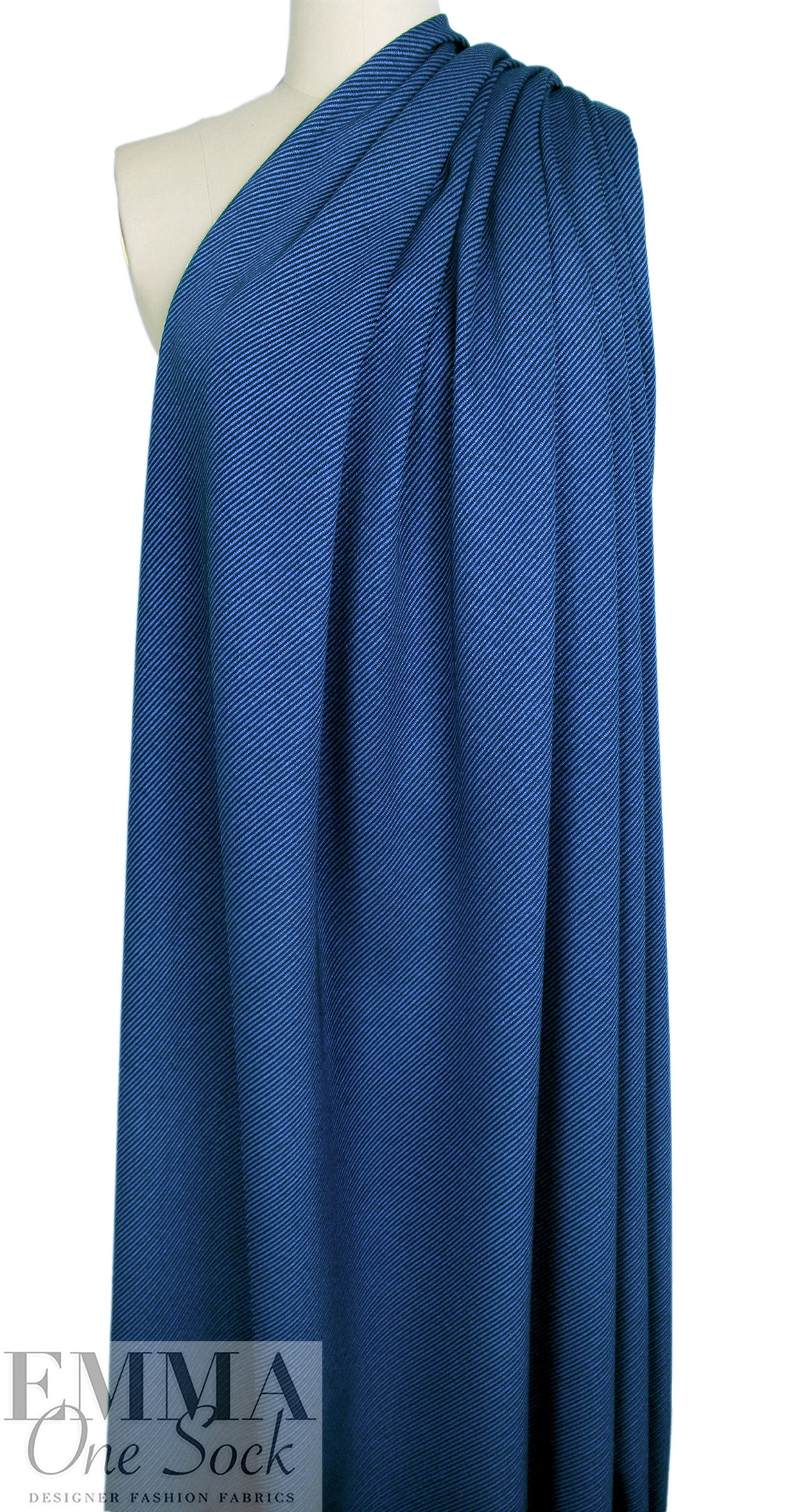 NY designer blue/black diagonal stripe rayon blend ponte