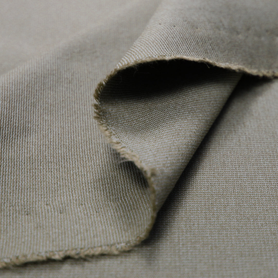 premium micro-stripe rayon blend ponte - cardamom/sand .75 yds