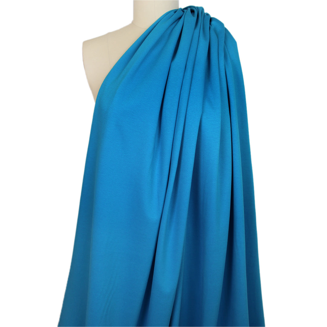 premium micro-stripe rayon blend ponte - turquoise/azure 1.875 yds