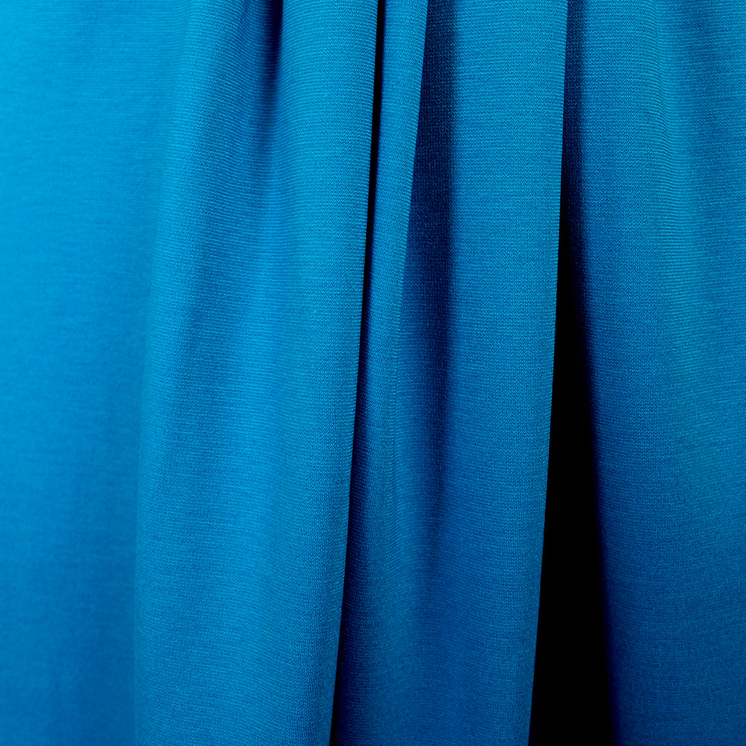 premium micro-stripe rayon blend ponte - turquoise/azure 1.875 yds