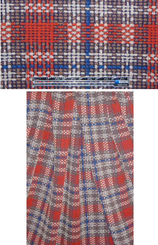Italian textured matelasse knit - terra cotta plaid 1.75 yd
