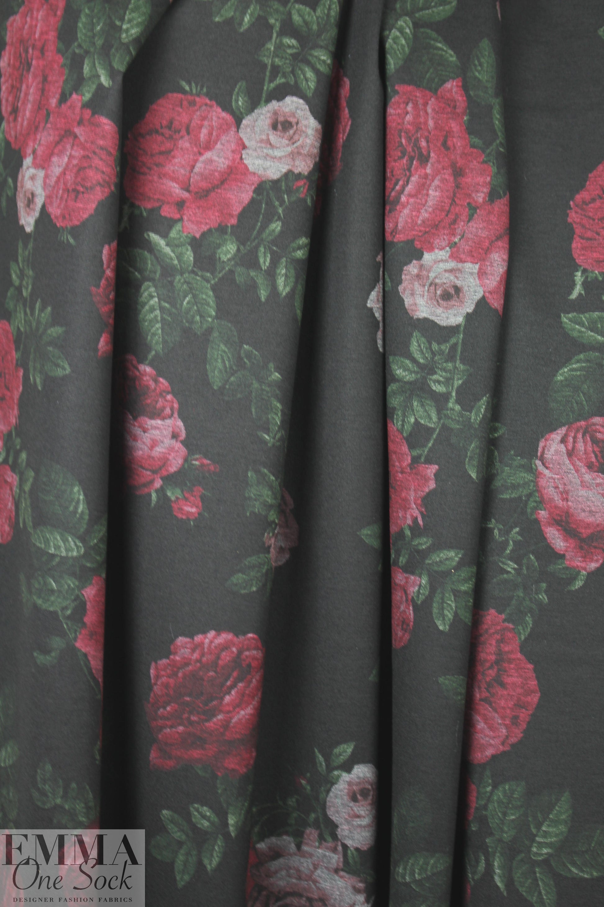 watercolor floral ponte - antique rose .75 yds