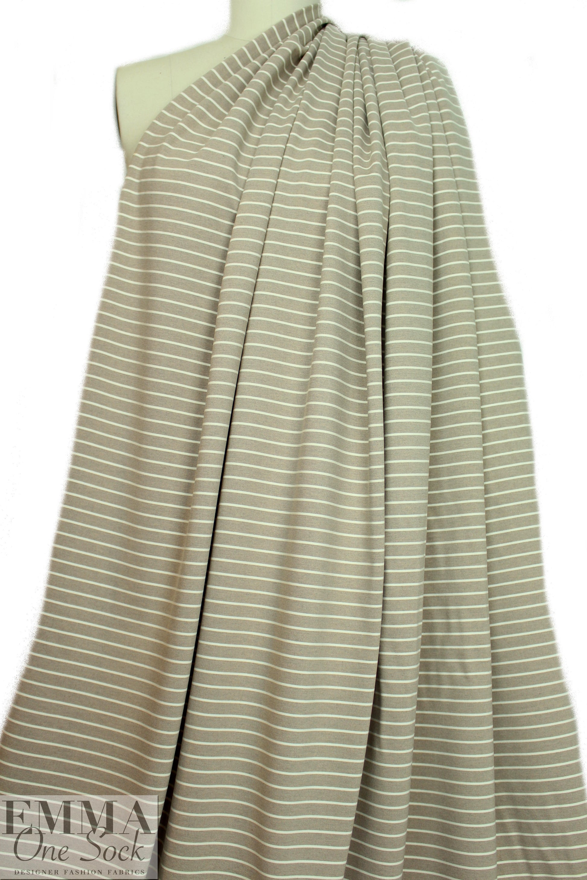4-way stretch ponte - warm taupe/creamy ivory 1.5 yd