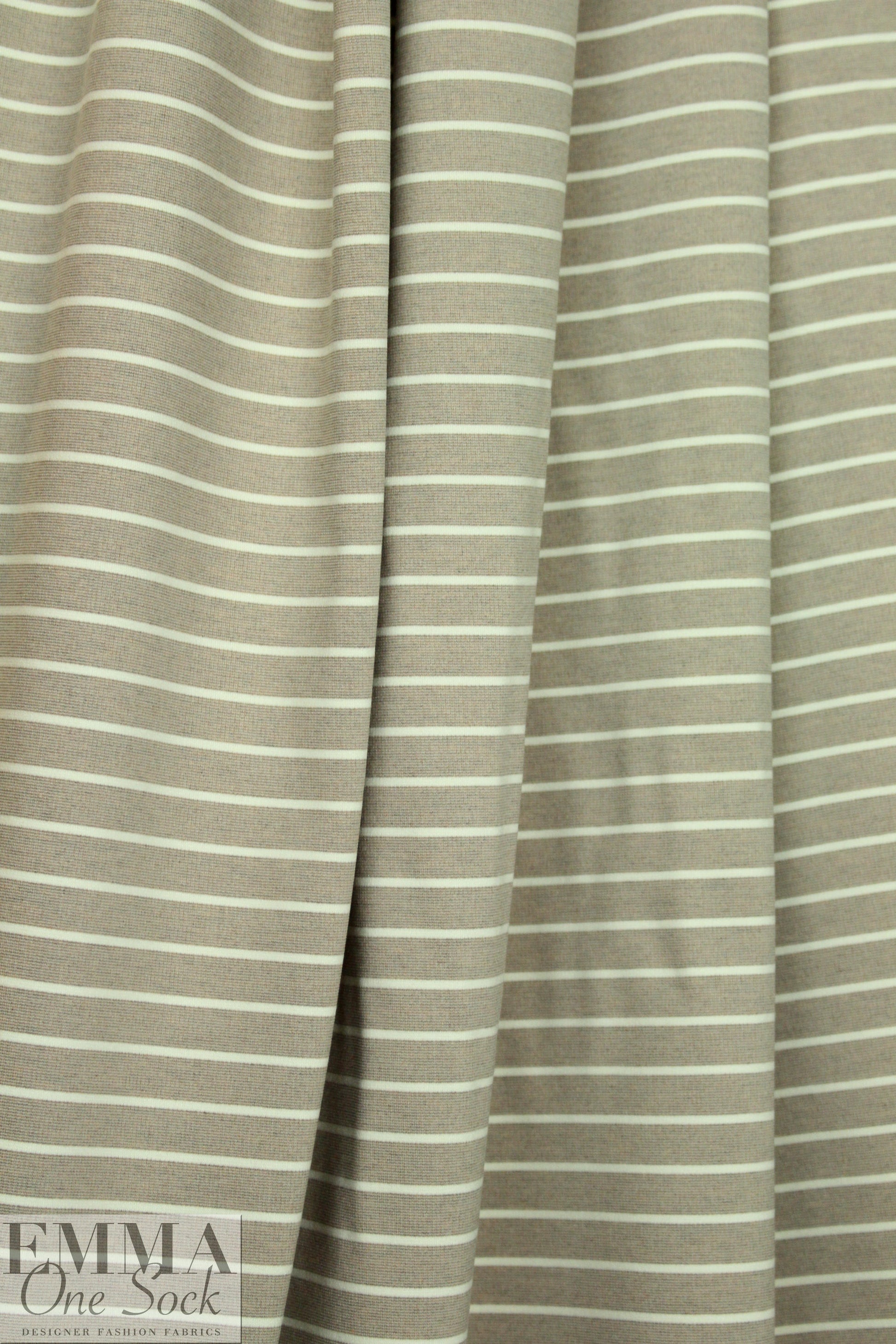 4-way stretch ponte - warm taupe/creamy ivory 1.5 yd
