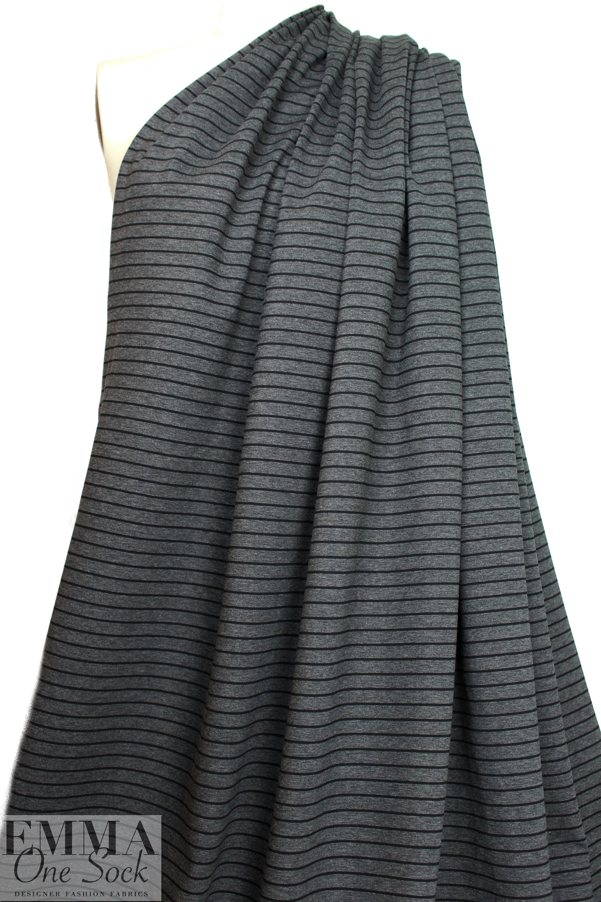 4-way stretch ponte - charcoal heather/black 1.5 yd