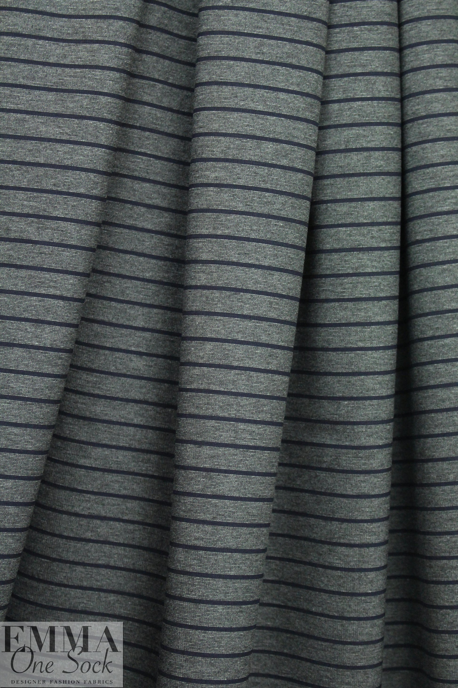 4-way stretch ponte - charcoal heather/navy 1.75 yd