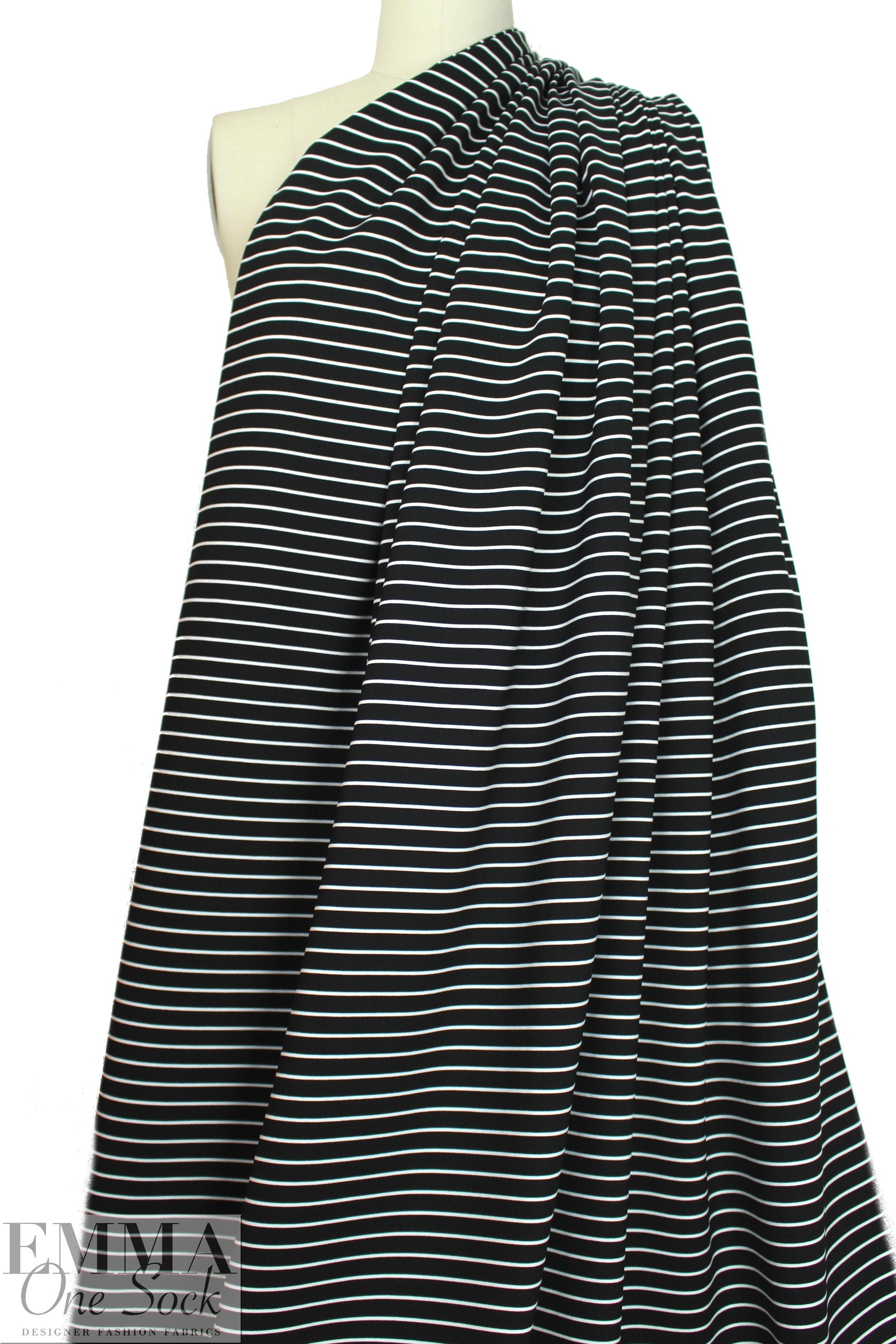 4-way stretch ponte - black/creamy white .625 yds