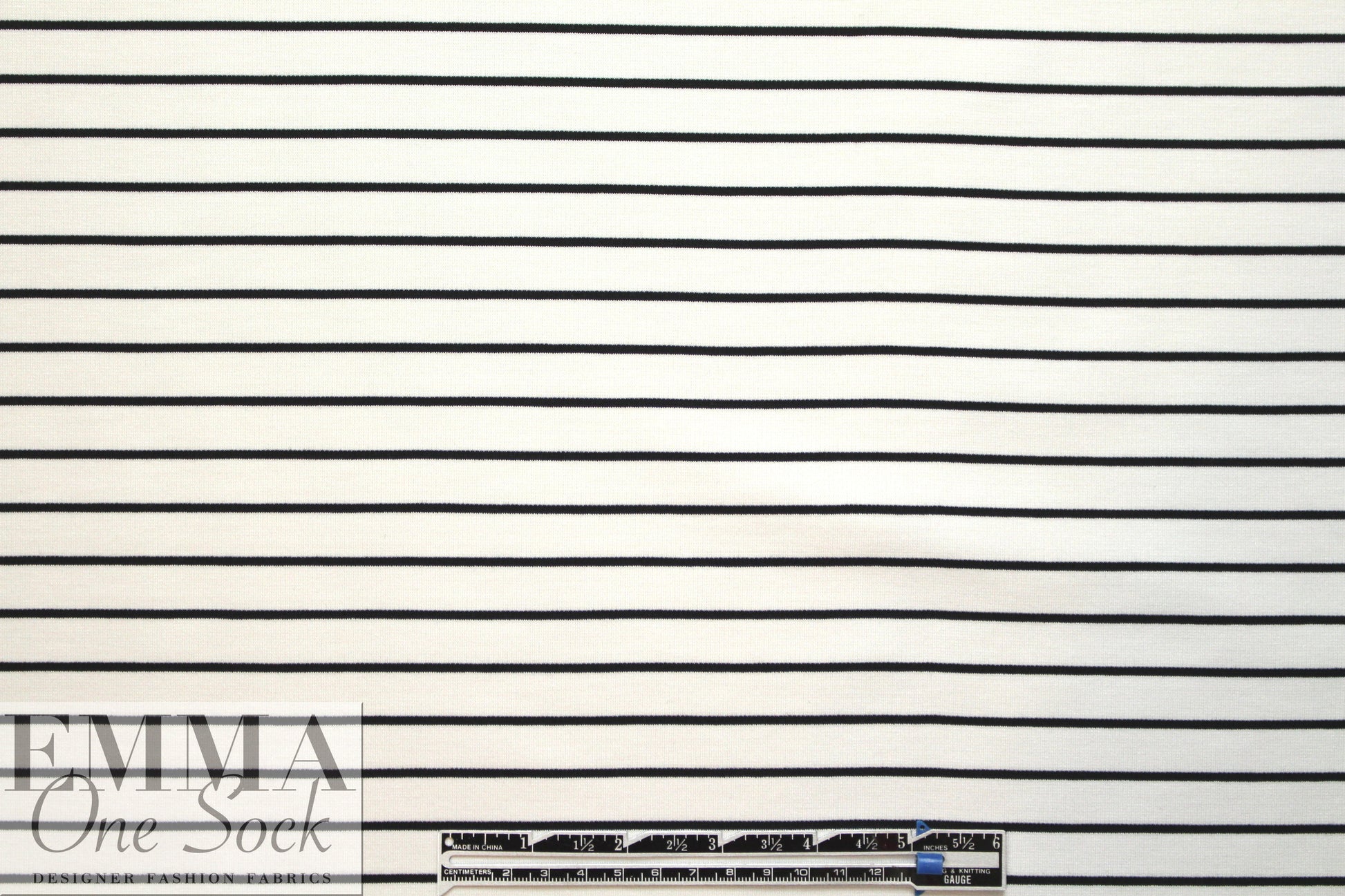 4-way stretch ponte - creamy white/black 1.25 yd