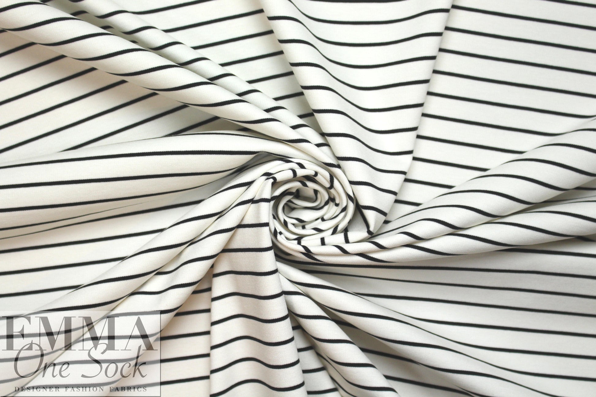 4-way stretch ponte - creamy white/black 1.125 yds