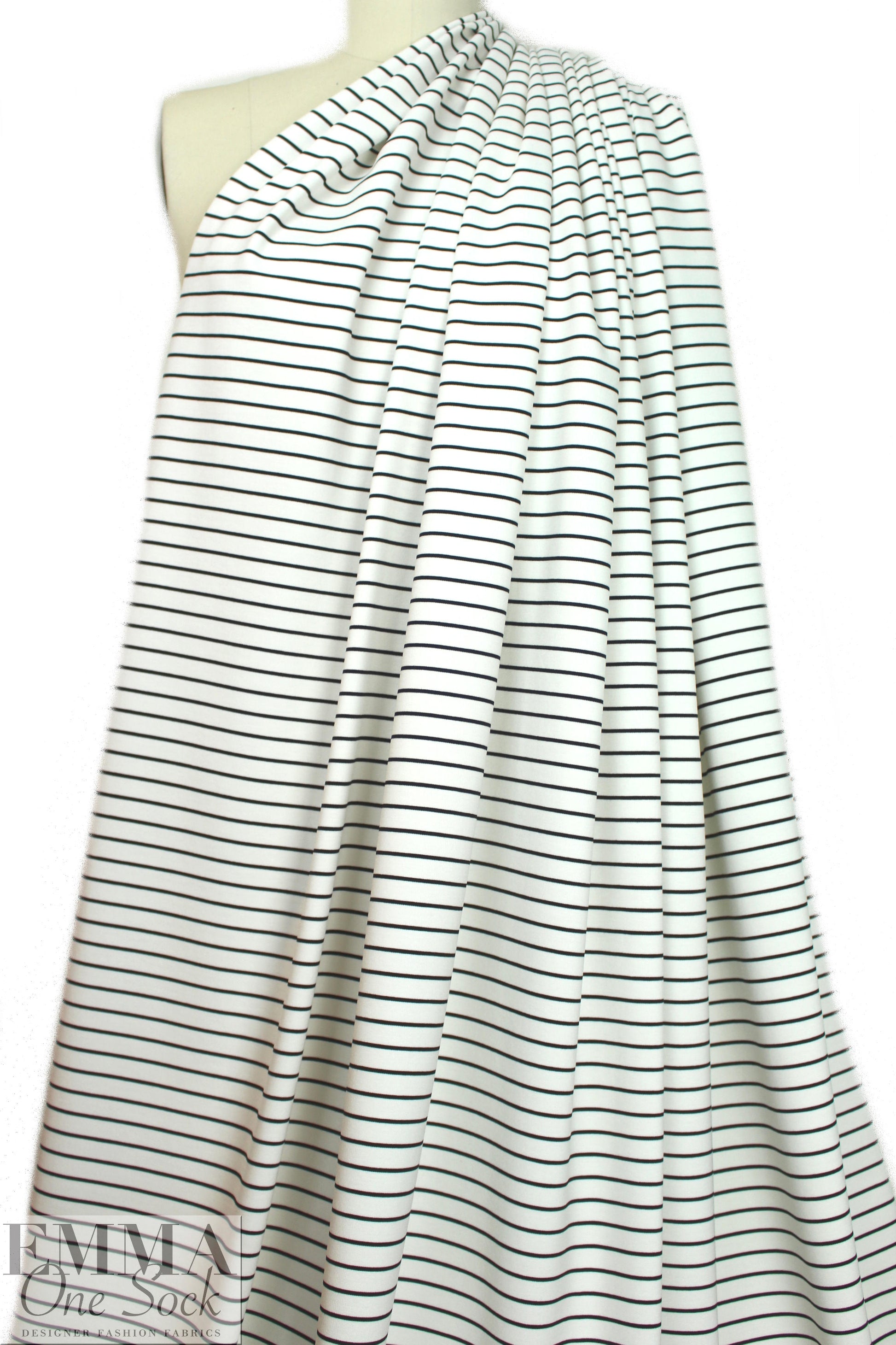 4-way stretch ponte - creamy white/black 1.25 yd