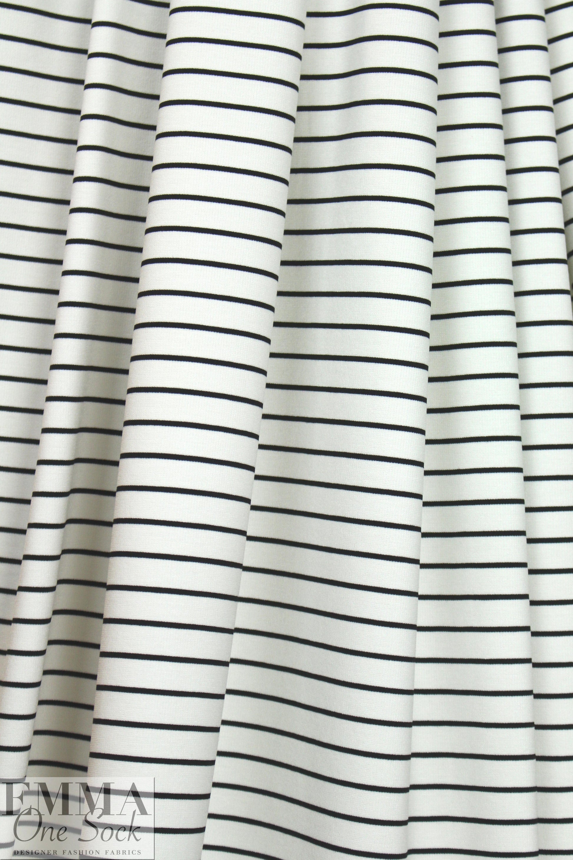 4-way stretch ponte - creamy white/black 1.375 yds