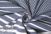 Italian stripes and dots 4-way stretch ponte - navy/white