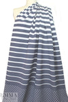 Italian stripes and dots 4-way stretch ponte - navy/white