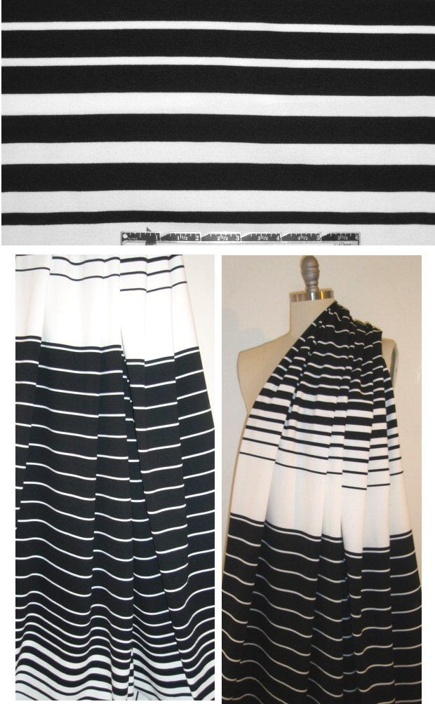 German mill black/white ombre stripe 1 ponte knit