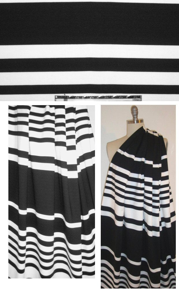 German mill black/white ombre stripe 2 ponte knit 1.5 yd