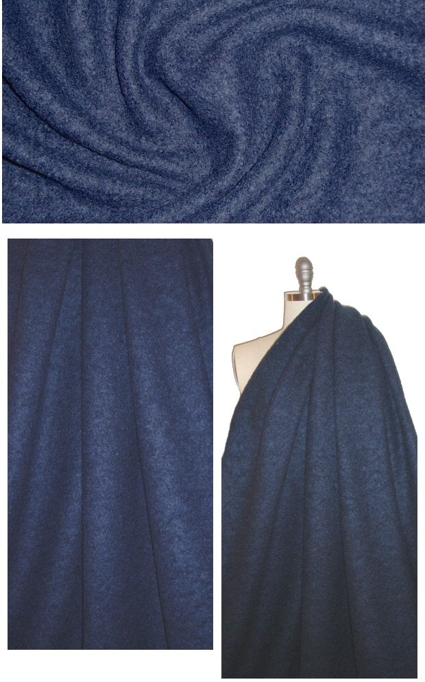 textured poodle knit wool coating - navy