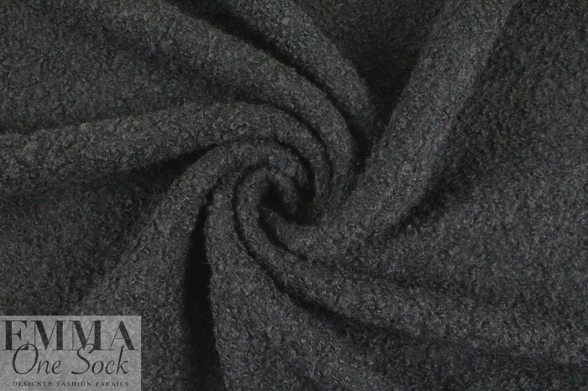 The0ry textured poodle boucle' wool coating - black 2.5 yd