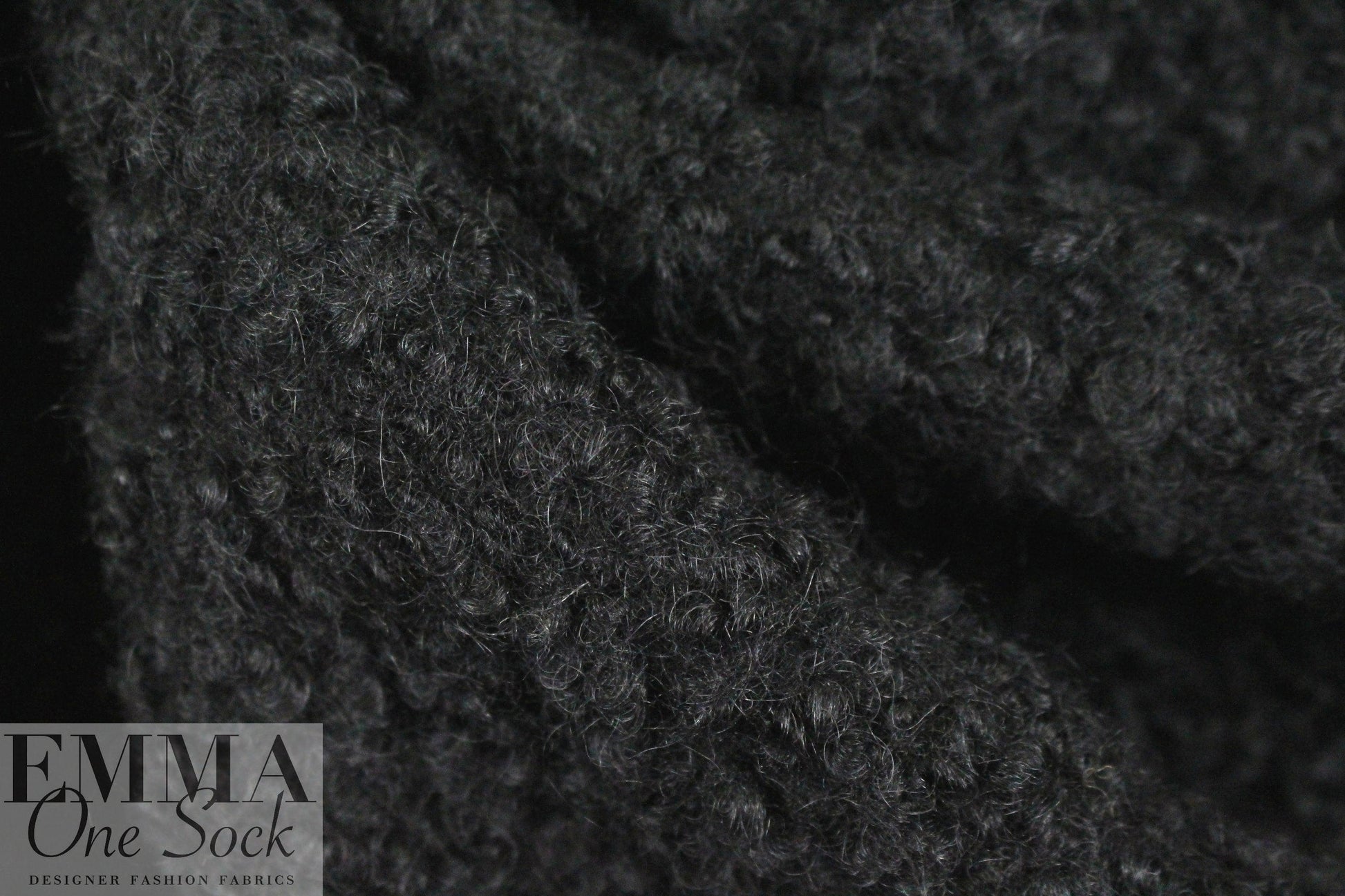 The0ry textured poodle boucle' wool coating - black .875 yds