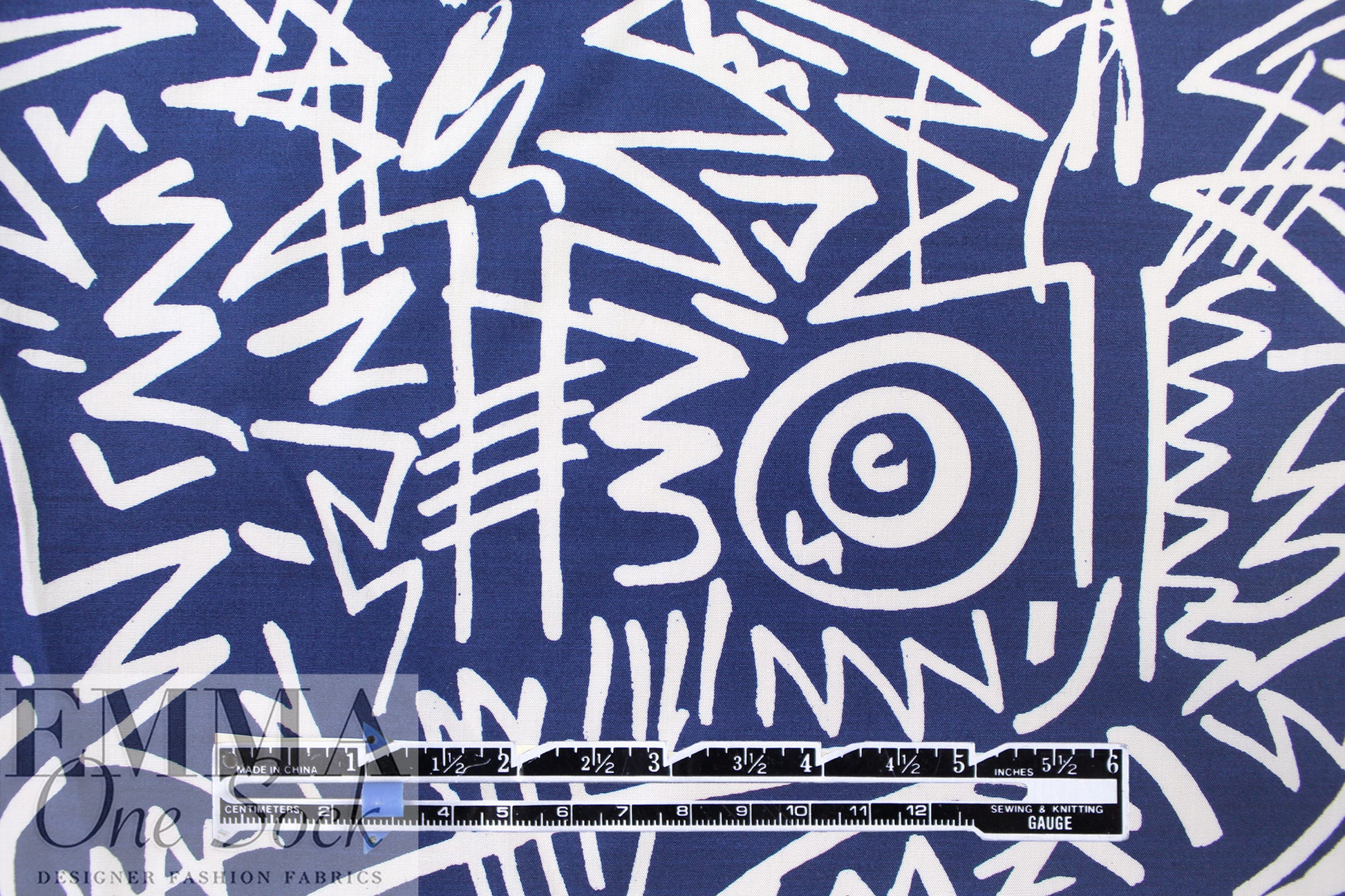 Cana1i 'modern glyphs' cotton poplin -navy/white .625 yds