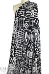 woodcut shapes drapey viscose woven - black/soft white .5 yds