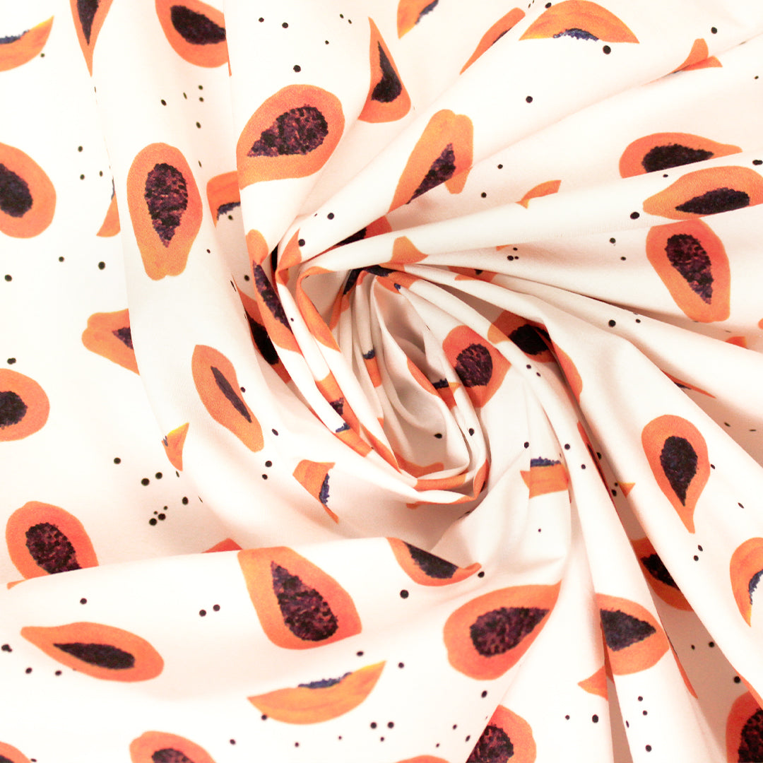 CA designer 'papaya party' cotton poplin 1.5 yds