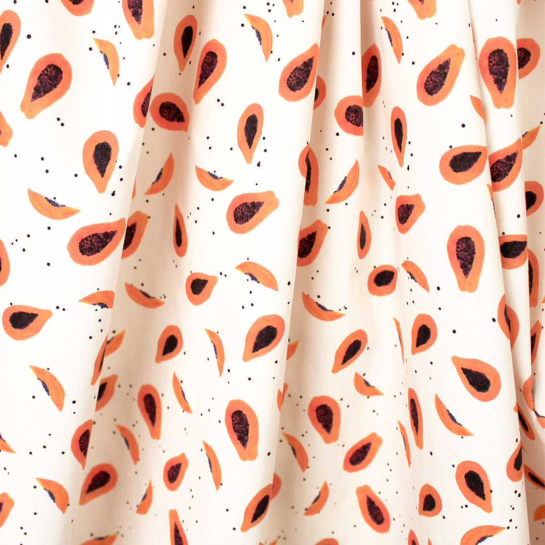 CA designer 'papaya party' cotton poplin 1.5 yds
