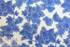 Italian decorative blue floral cotton basketweave .75 yds