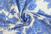 Italian decorative blue floral cotton basketweave .75 yds