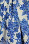 Italian decorative blue floral cotton basketweave .75 yds