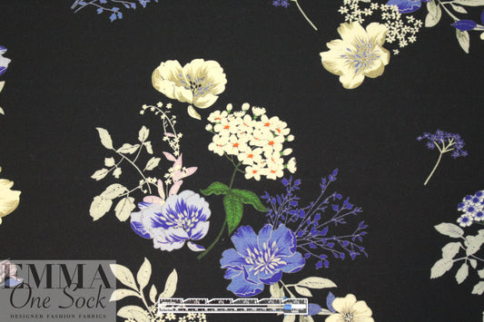 Tah@ri floral printed wool doublecloth coating - blue