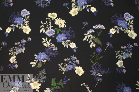 Tah@ri floral printed wool doublecloth coating - blue
