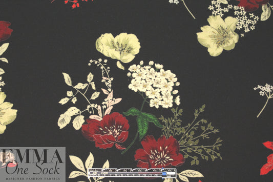 Tah@ri floral printed wool doublecloth coating - red