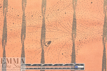 NY designer printed, embroidered raw silk - melon dots