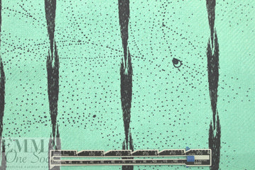 NY designer printed, embroidered raw silk - mint dots